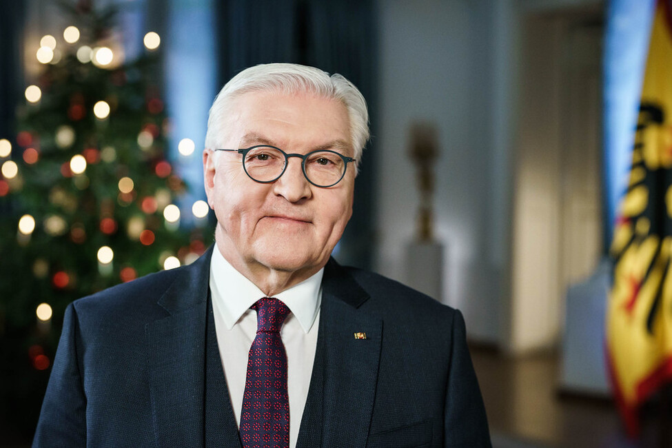 Bundespräsident Frank-Walter Steinmeier bei seiner Weihnachtsansprache 2022 in Schloss Bellevue